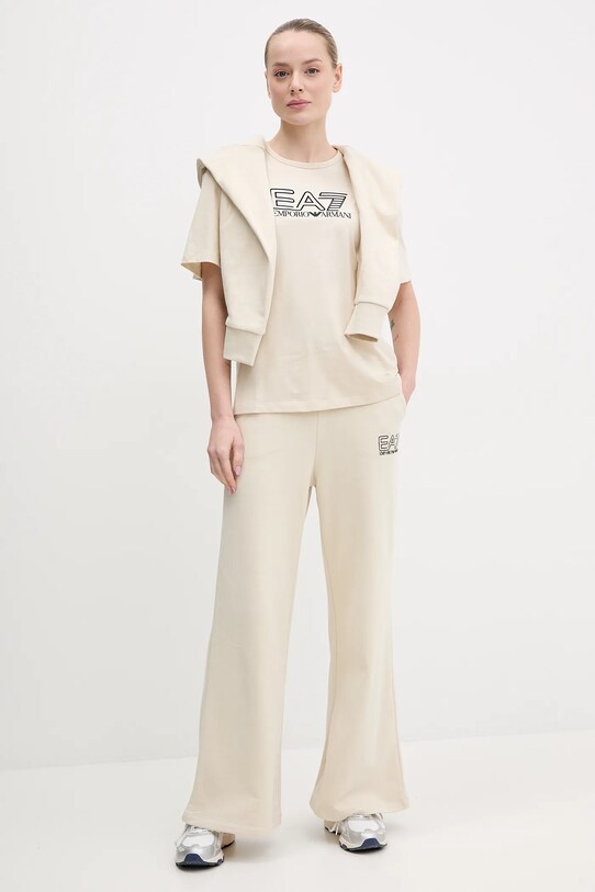 EA7 Emporio Armani tricou din bumbac AF12503.7W000098 bej SS25