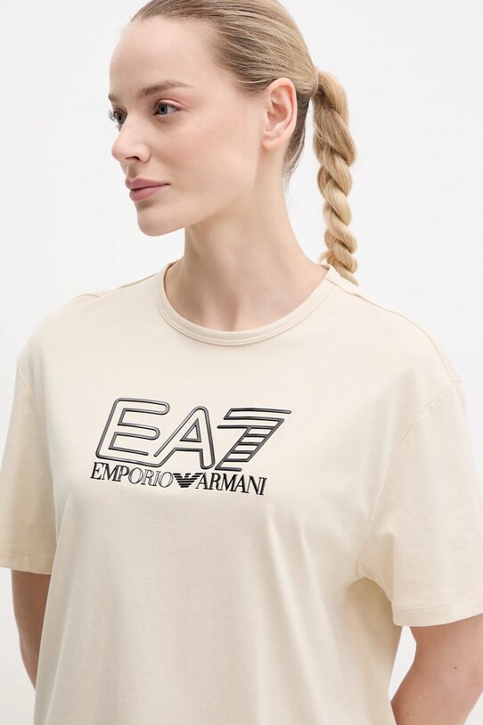 EA7 Emporio Armani tricou din bumbac bej AF12503.7W000098