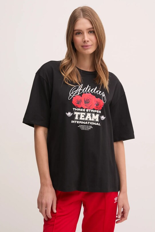 Футболка adidas Originals FLOWER TEE бавовна чорний JN6689