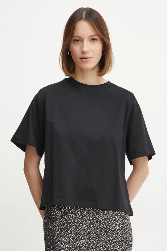 Ivy Oak tricou din bumbac uni negru IO1100X2322