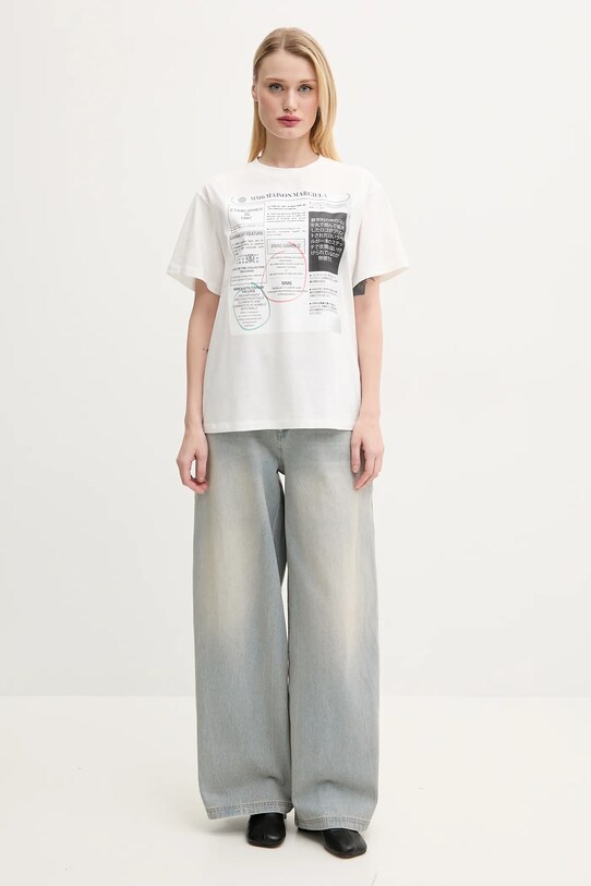 MM6 Maison Margiela tricou din bumbac S52GC0337.S24312 alb SS25