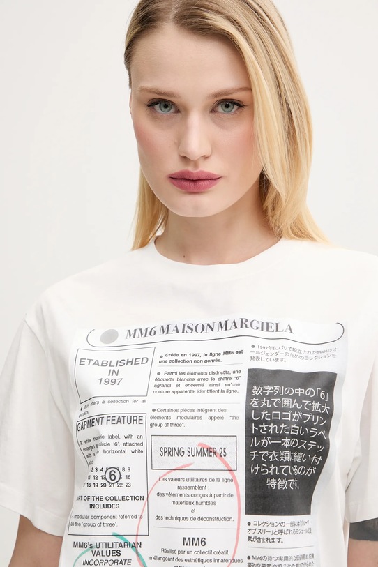MM6 Maison Margiela t-shirt bawełniany biały S52GC0337.S24312
