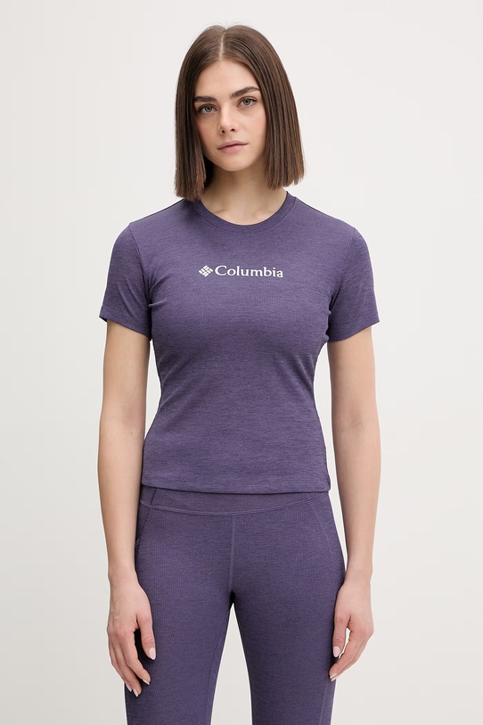 Columbia t-shirt sportowy Columbia Move z elastanem fioletowy 2103691