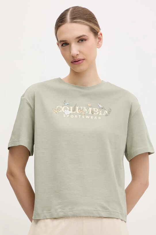 Columbia t-shirt bawełniany Rolling Bend nadruk zielony 2119991