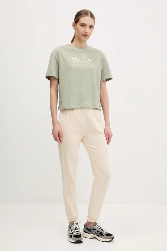 Columbia tricou din bumbac Rolling Bend 2119991 verde SS25
