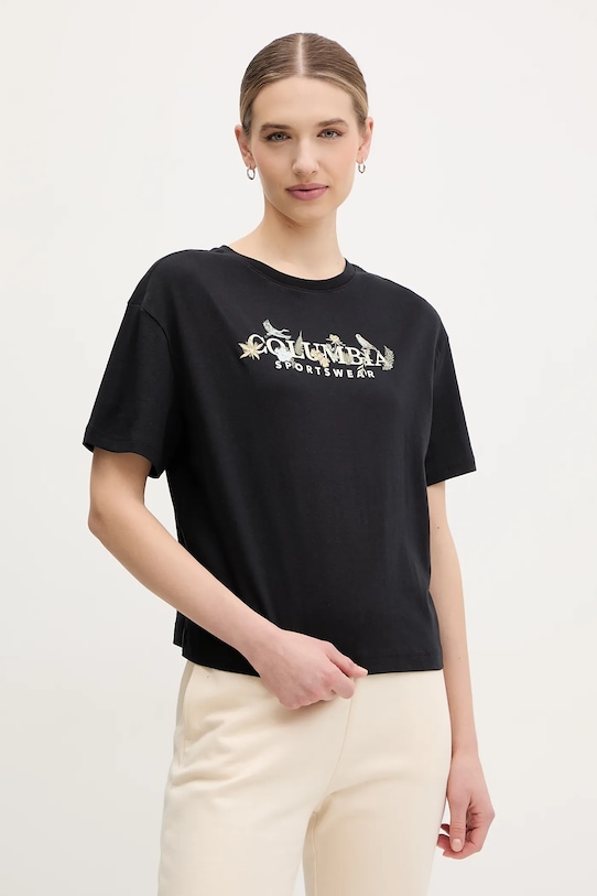 Columbia tricou din bumbac Rolling Bend print negru 2119991