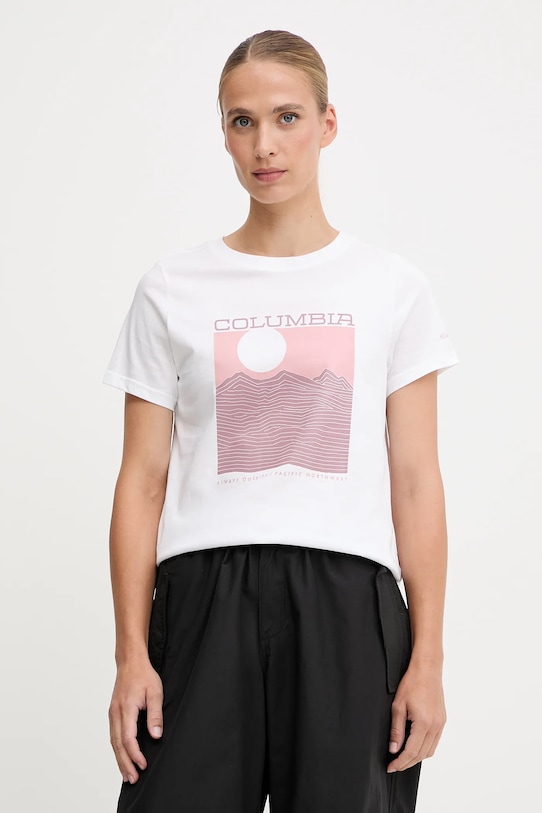Columbia tricou din bumbac Rolling Bend print alb 2120021