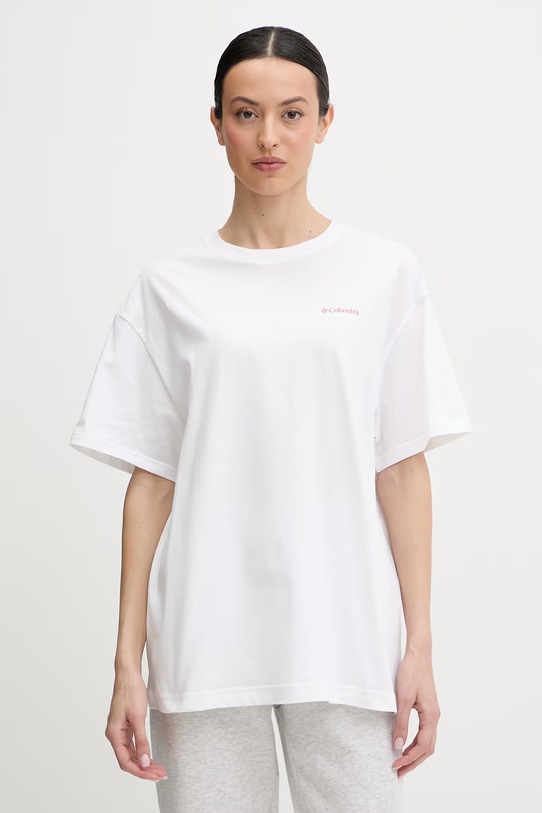 Odzież Columbia t-shirt bawełniany Rolling Bend 2120031 biały