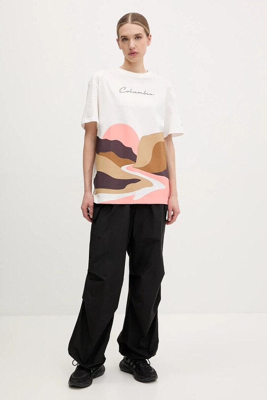 Bavlnené tričko Columbia Rolling Bend 2120031 biela SS25