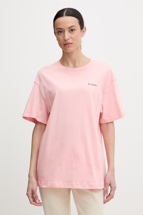 Odzież Columbia t-shirt bawełniany Rolling Bend 2120031 różowy