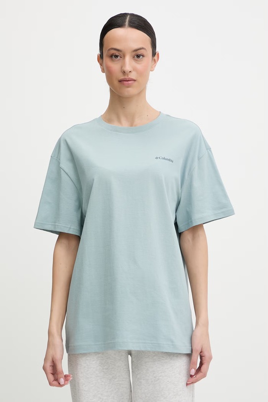 Odzież Columbia t-shirt bawełniany Rolling Bend 2120031 turkusowy
