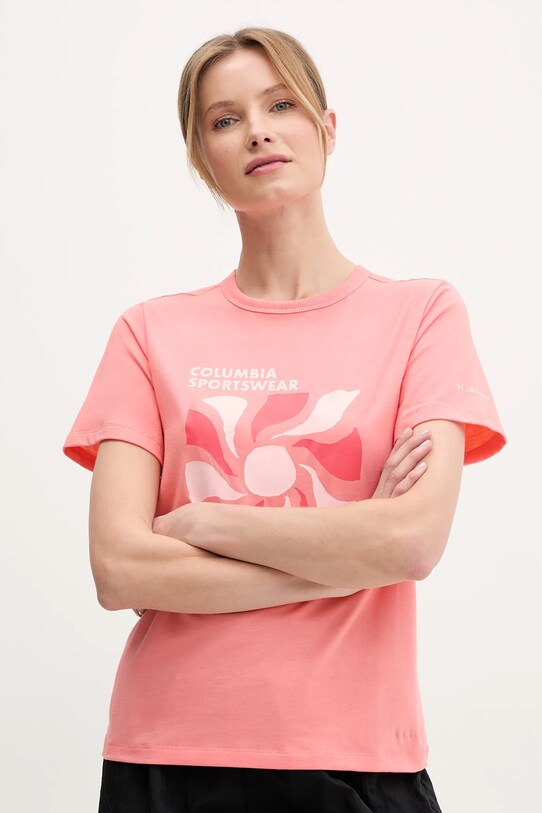 Columbia t-shirt Sun Trek z elastanem pomarańczowy 2120133