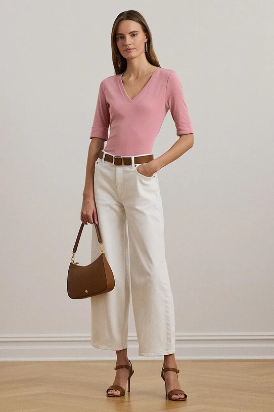 Дрехи Памучна тениска Lauren Ralph Lauren 200815843 розов