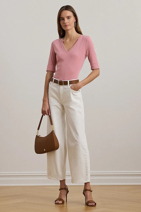 Oblečenie Bavlnené tričko Lauren Ralph Lauren 200815843 ružová