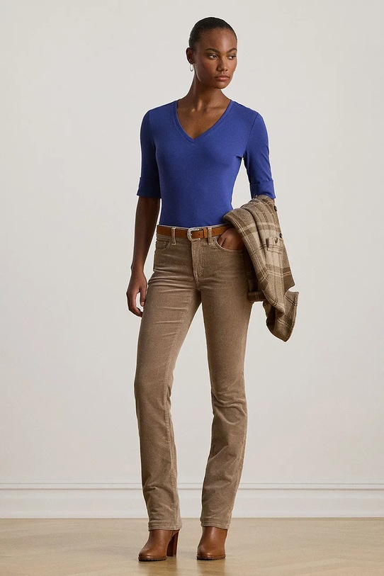 Одежда Хлопковая футболка Lauren Ralph Lauren 200815843 голубой