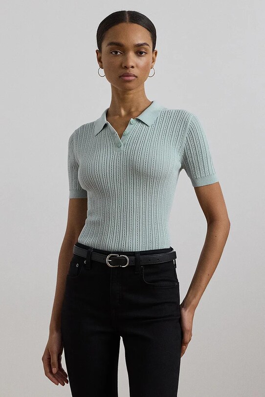 Polo tričko Lauren Ralph Lauren slim modrá 200963653