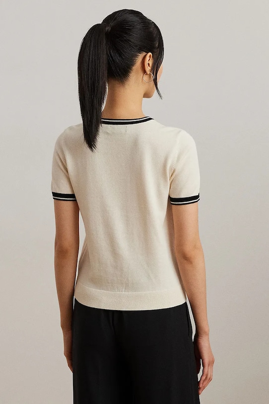 Памучна тениска Lauren Ralph Lauren 200963659 бежов SS25