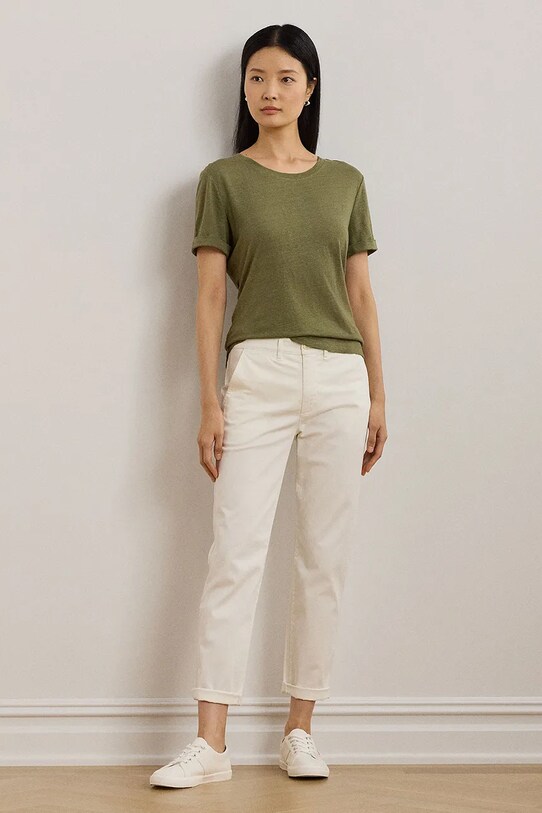 Oblačila Lanena kratka majica Lauren Ralph Lauren 200963871 zelena
