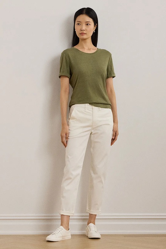 Odzież Lauren Ralph Lauren t-shirt lniany 200963871 zielony