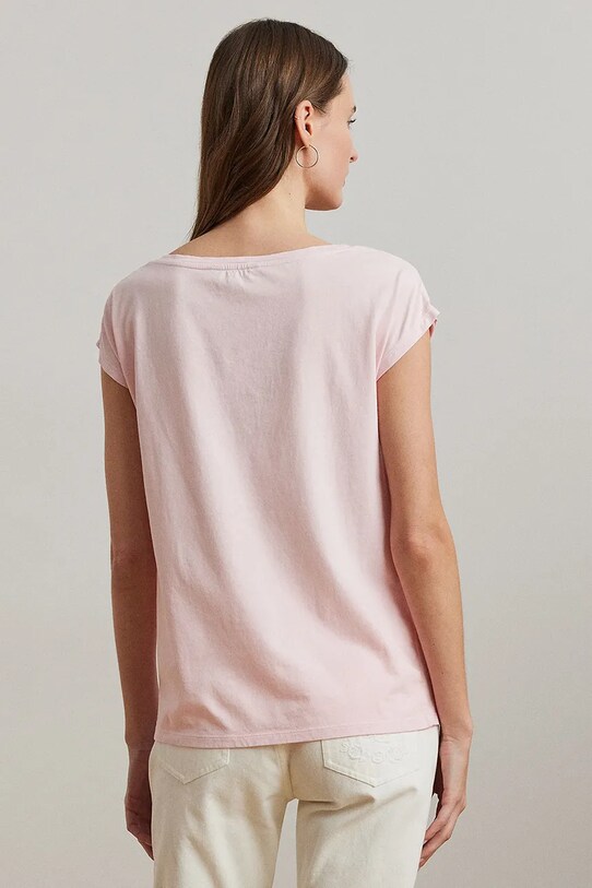 Памучна тениска Lauren Ralph Lauren 200963873 розов SS25
