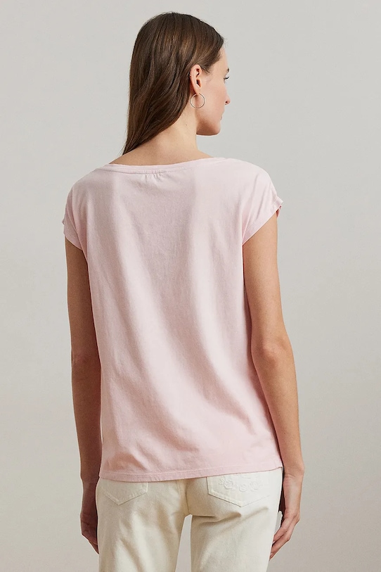 Памучна тениска Lauren Ralph Lauren 200963873 розов SS25