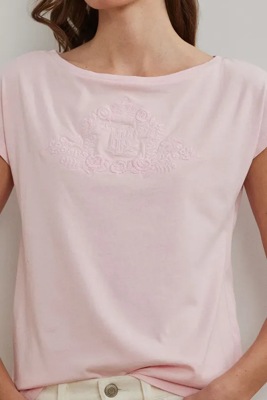 Памучна тениска Lauren Ralph Lauren розов 200963873