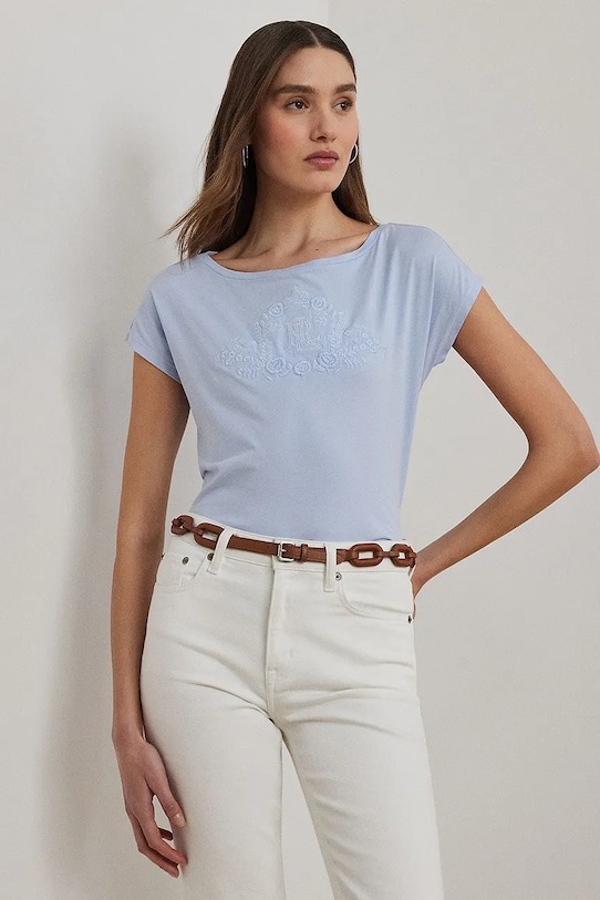 Βαμβακερό μπλουζάκι Lauren Ralph Lauren βαμβάκι μπλε 200963873