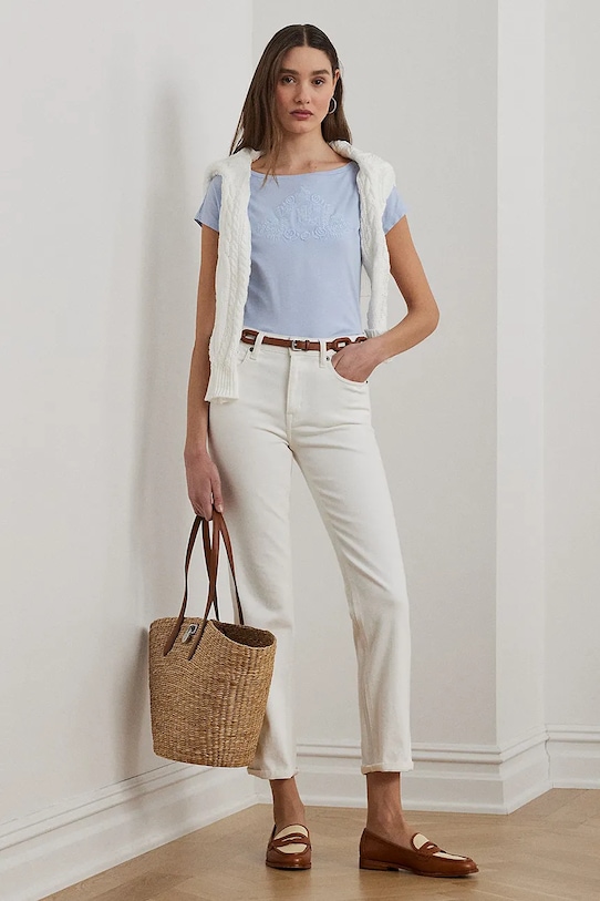 Oblečení Bavlněné tričko Lauren Ralph Lauren 200963873 modrá