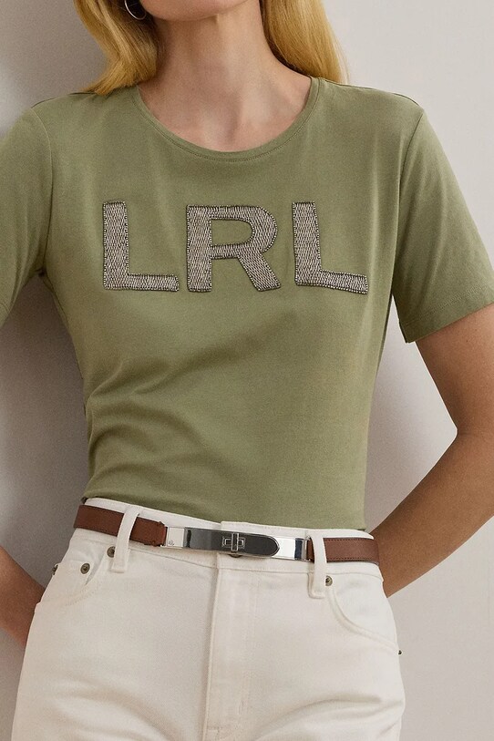 Lauren Ralph Lauren pamut póló zöld 200963874