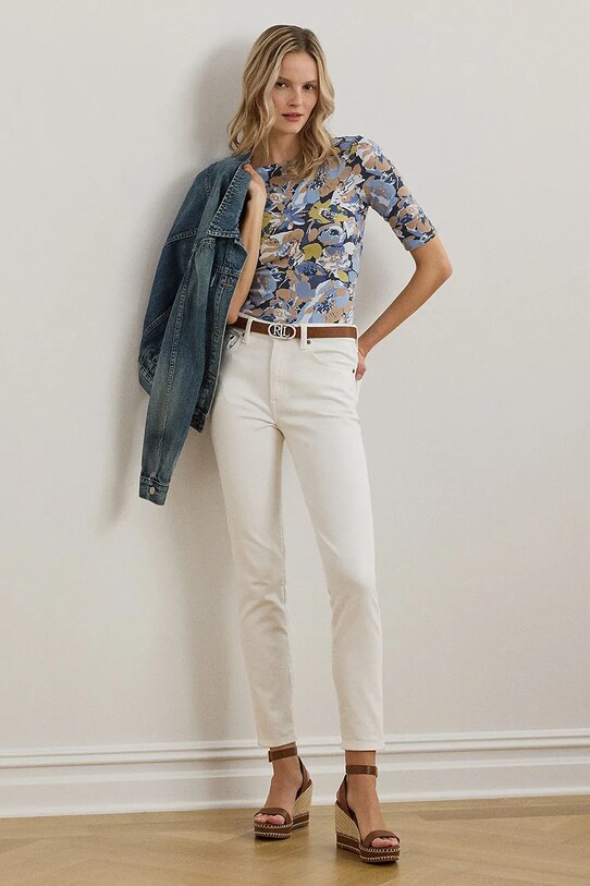 Oblečení Bavlněná halenka Lauren Ralph Lauren 200963890 modrá