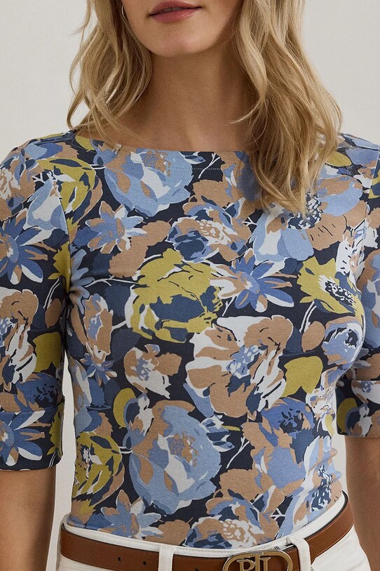 Bavlnená blúzka Lauren Ralph Lauren modrá 200963890