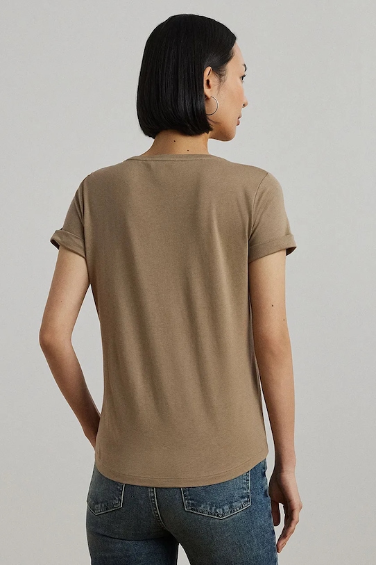 Lauren Ralph Lauren t-shirt 200963905 brązowy SS25