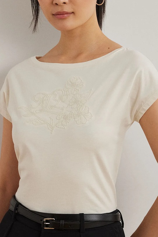 Lauren Ralph Lauren t-shirt bawełniany beżowy 200963933