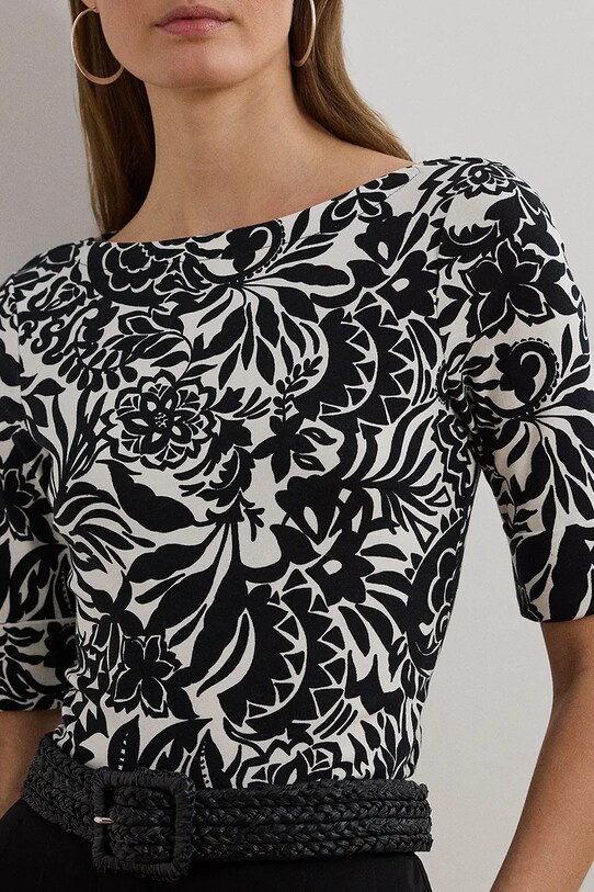 Lauren Ralph Lauren bluză din bumbac negru 200963940