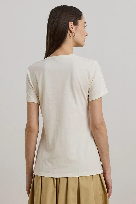 Памучна тениска Lauren Ralph Lauren 200963950 бежов SS25