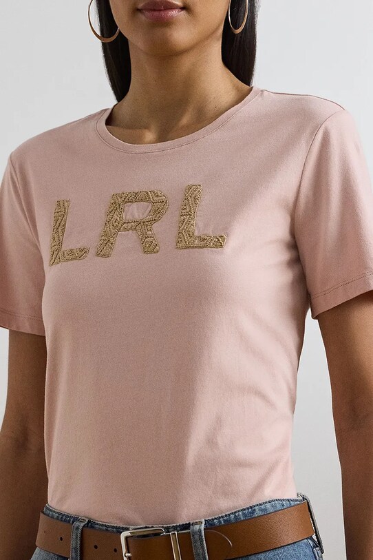 Памучна тениска Lauren Ralph Lauren оранжев 200963950