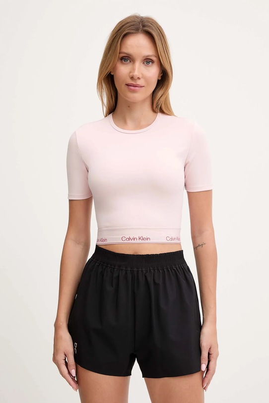 Μπλουζάκι προπόνησης Calvin Klein Performance κανονικό ροζ LVGWS5K144