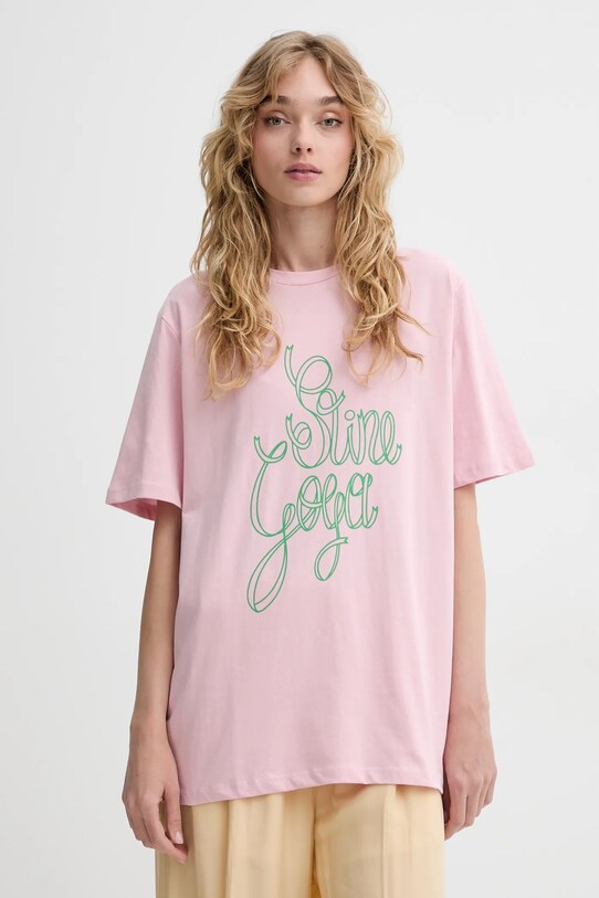 Βαμβακερό μπλουζάκι Stine Goya στάμπα ροζ SG.SS25.T009.2243P