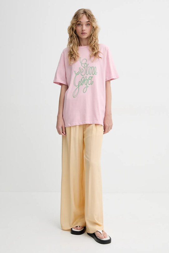 Βαμβακερό μπλουζάκι Stine Goya SG.SS25.T009.2243P ροζ SS25
