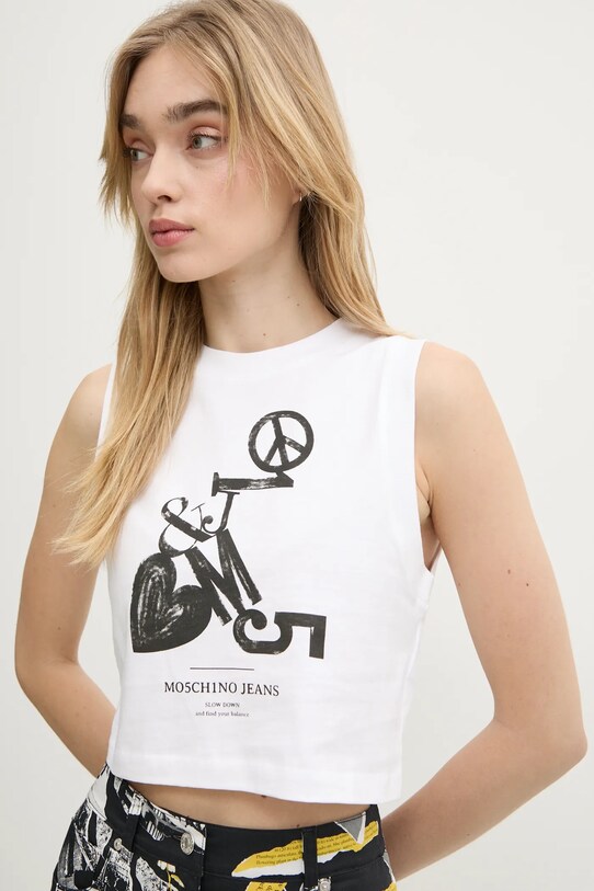 Moschino Jeans top din bumbac alb 1211.3229