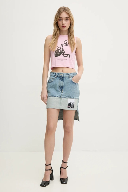 Bavlněný top Moschino Jeans 1211.3229 růžová SS25