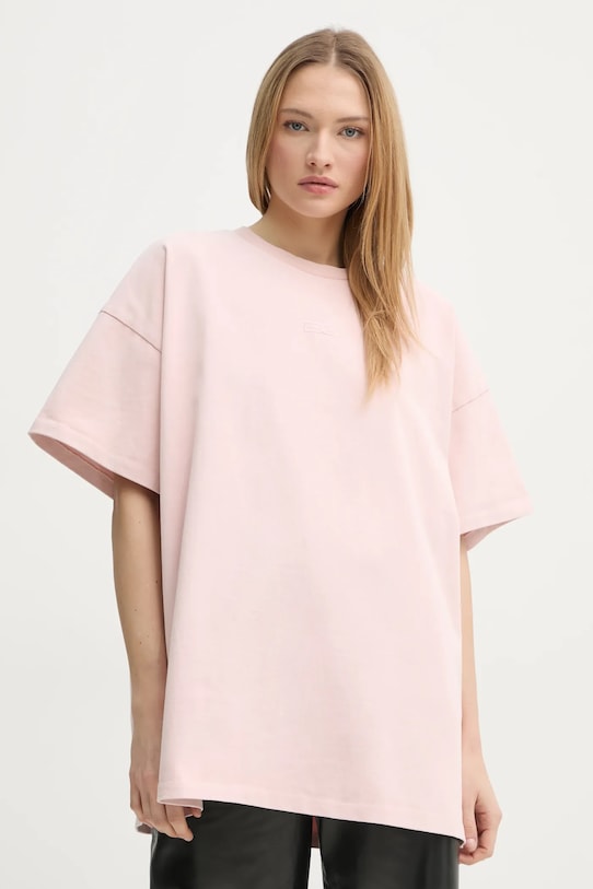 Βαμβακερό μπλουζάκι Gestuz απλικέ ροζ 10909709