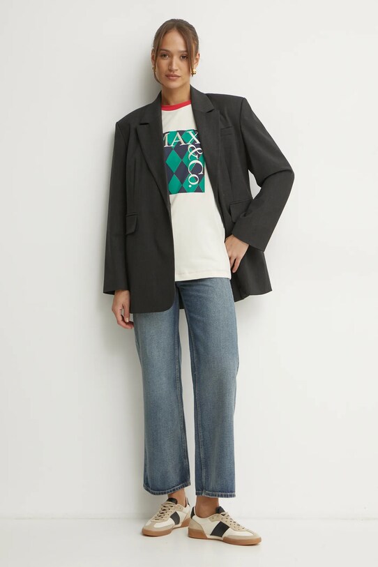 MAX&Co. t-shirt bawełniany 2518971041200 beżowy SS25