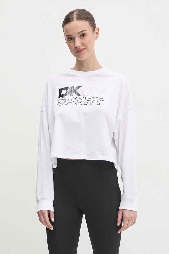 Dkny longsleeve din bumbac print alb DP5T1117
