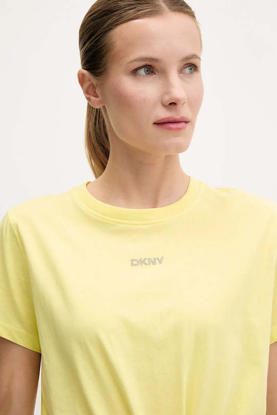 Dkny t-shirt bawełniany żółty DP5T9994