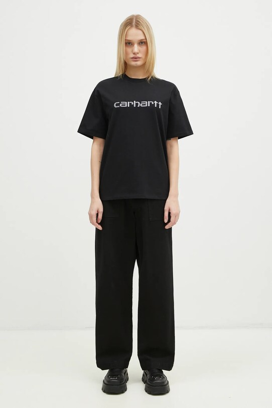 Carhartt WIP t-shirt bawełniany Rivet Script czarny I034406.0M4XX