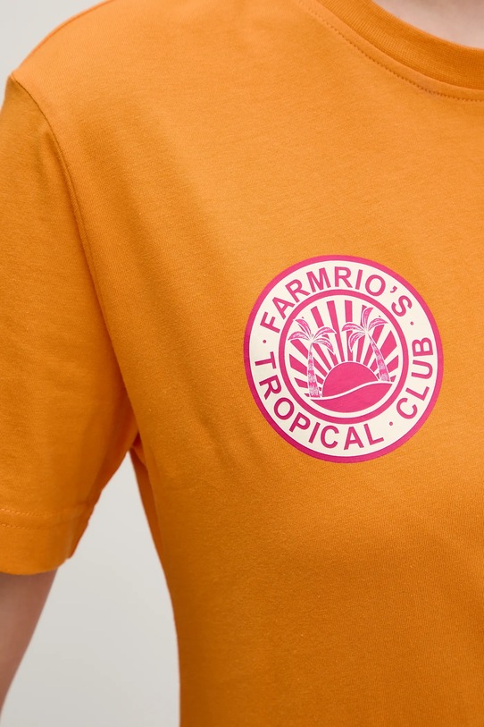 adidas t-shirt bawełniany x Farm Rio JD6293 pomarańczowy