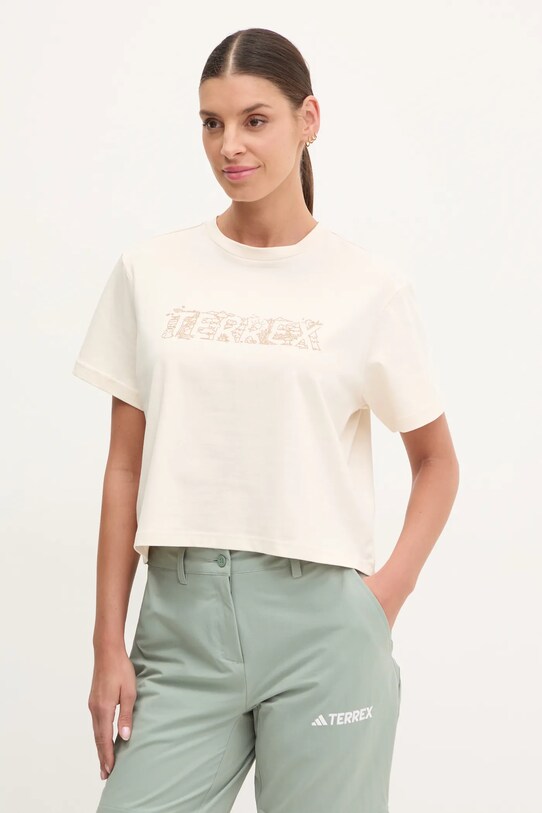 adidas TERREX t-shirt Wild crop top beige JI9155