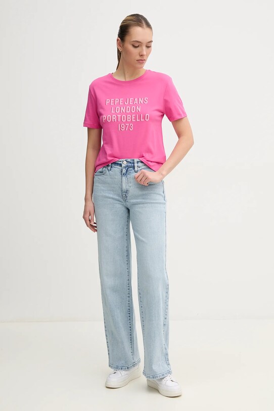 Бавовняна футболка Pepe Jeans RUBY PL506027 рожевий SS25