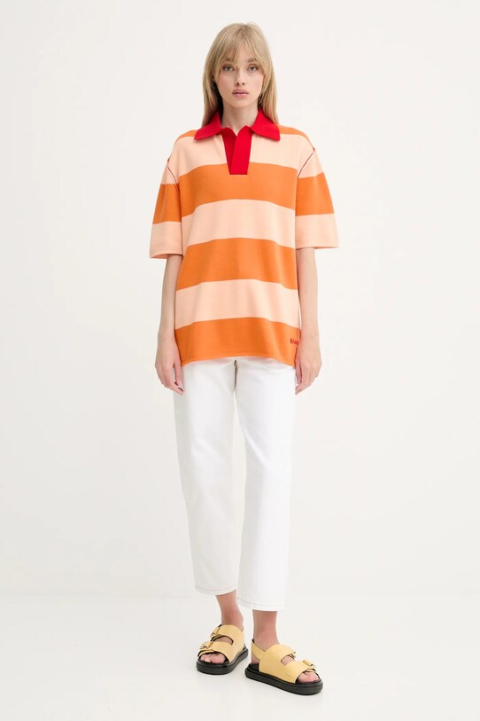 Bavlnené polo tričko Sunnei RTWXKNW014 oranžová SS25
